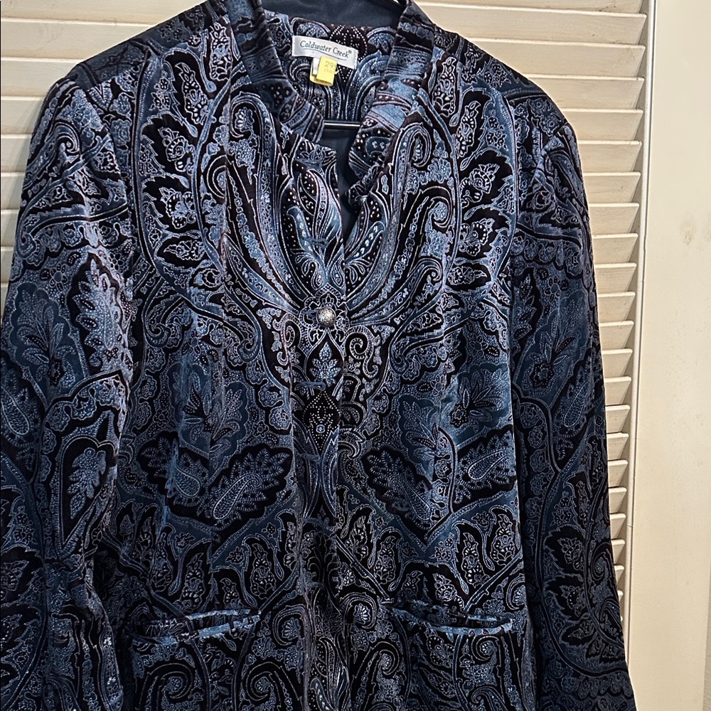 Coldwater creek Navy Velvet Paisley Jacket